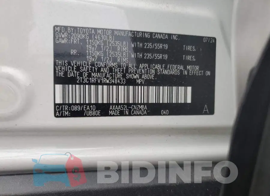 2T3C1RFV1RW348433 Photo# 13