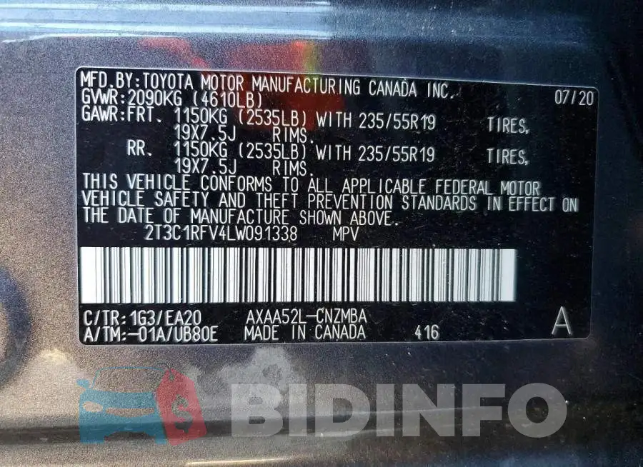 2T3C1RFV4LW091338 Photo# 13