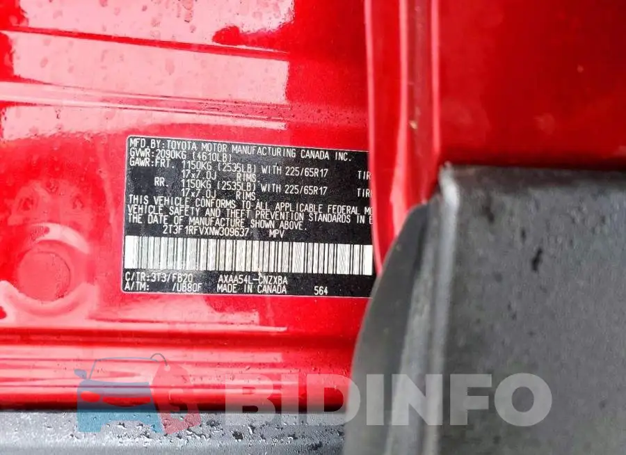 2T3F1RFVXNW309637 Photo# 12