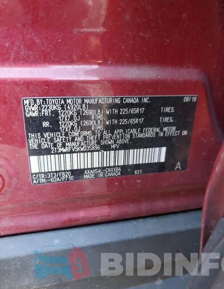 2T3MWRFV5KW035896 Photo# 14