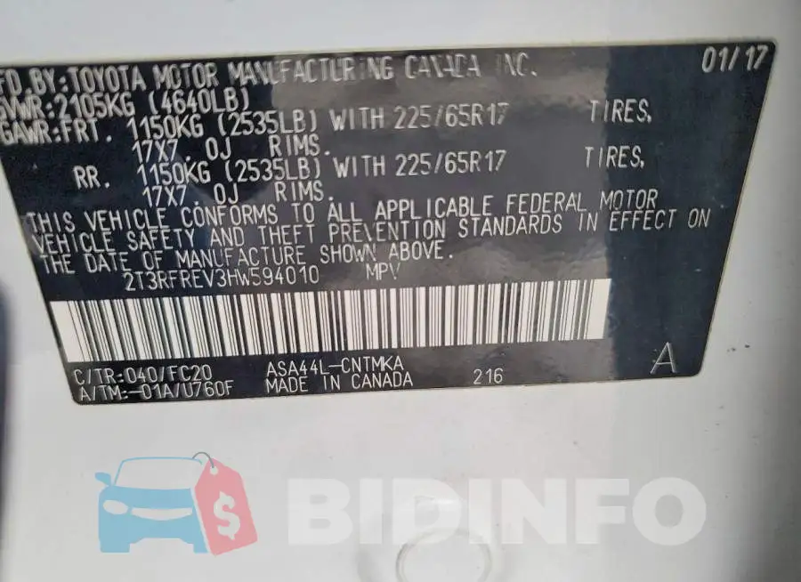 2T3RFREV3HW594010 Photo# 13