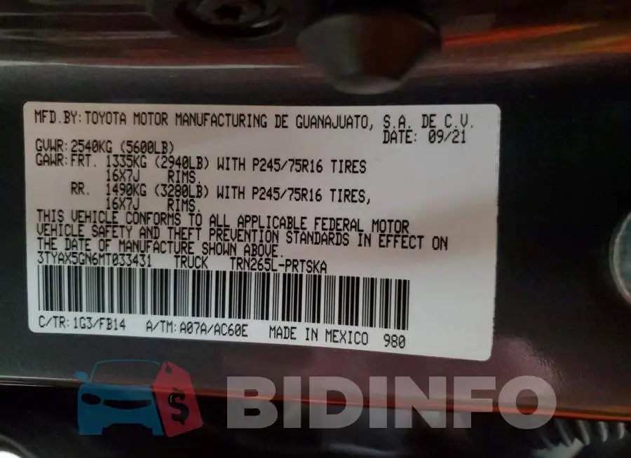 3TYAX5GN6MT033431 Photo# 13