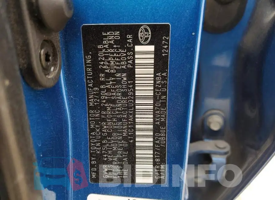4T1C11AKXLU329541 Photo# 12