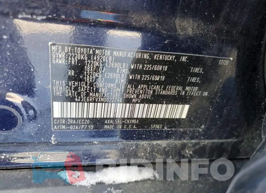 4T3E6RFVXMU022746 Photo# 13