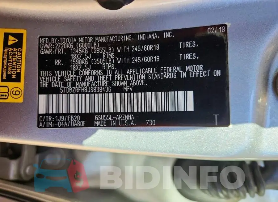 5TDBZRFH8JS838436 Photo# 14