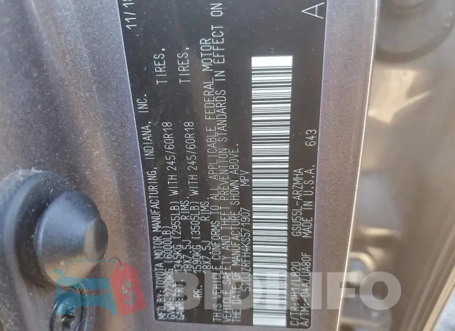 5TDJZRFH4KS571907 Photo# 12