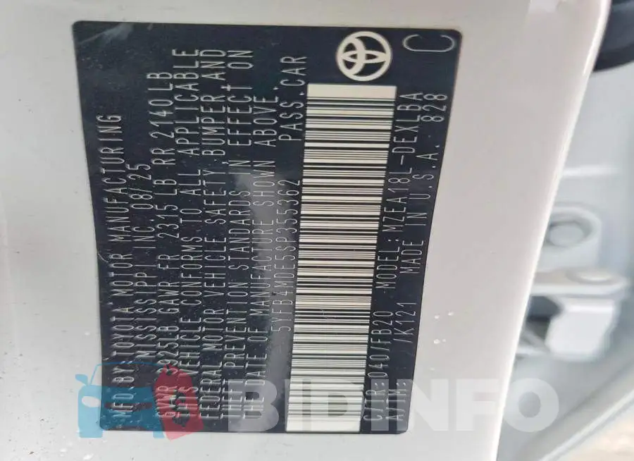 5YFB4MDE5SP355362 Photo# 12