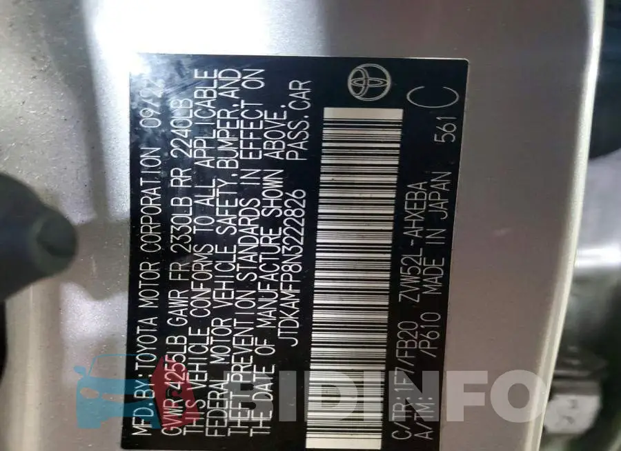 JTDKAMFP8N3222826 Photo# 12