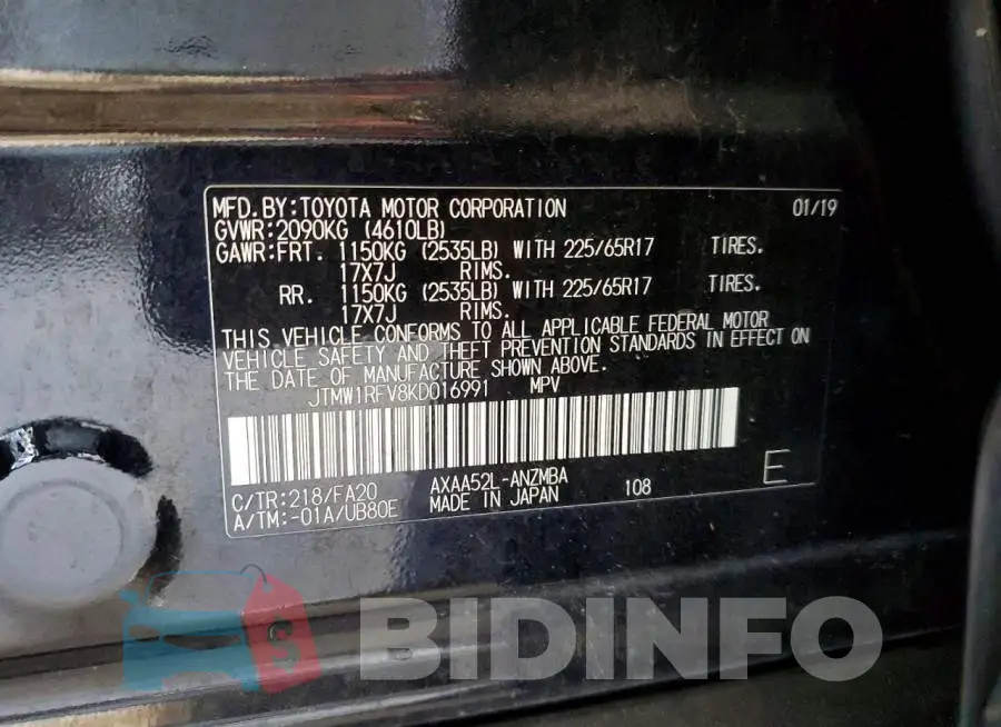 JTMW1RFV8KD016991 Photo# 14