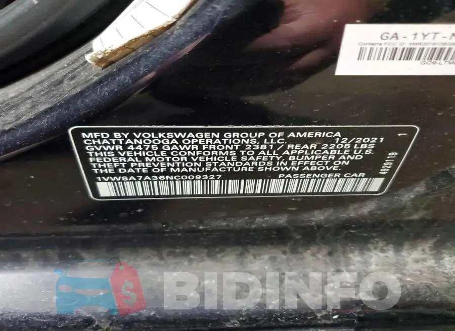 1VWSA7A36NC009327 Photo# 12