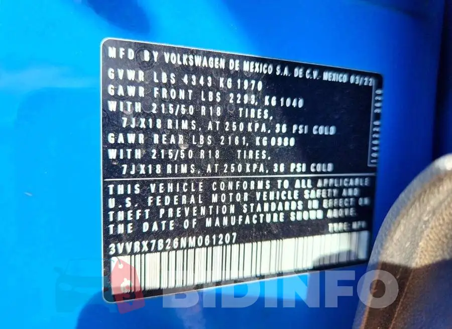 3VVRX7B26NM061207 Photo# 14