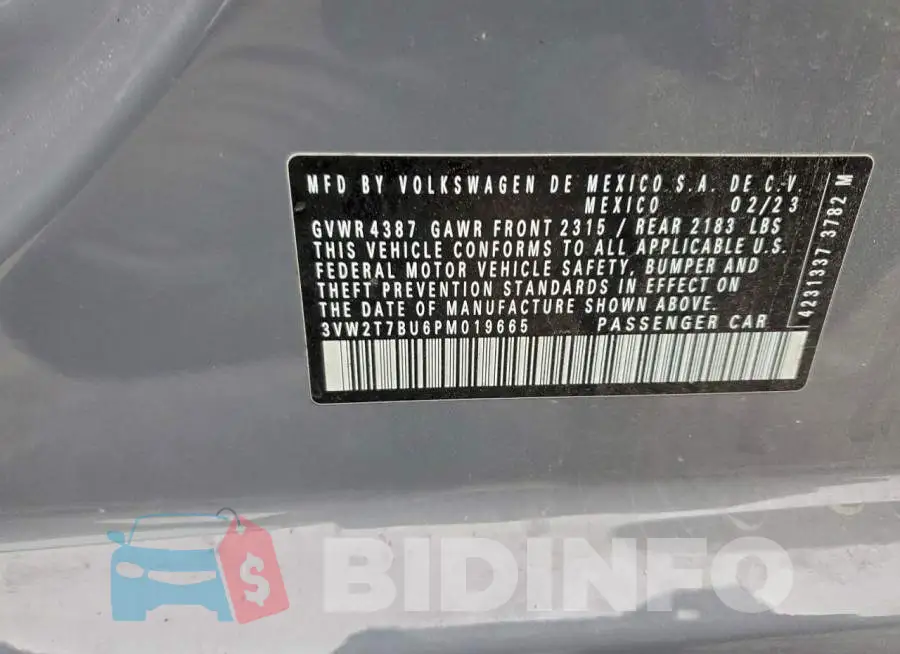 3VW2T7BU6PM019665 Photo# 13