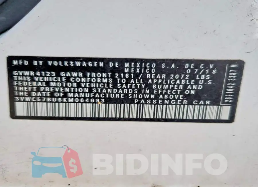3VWC57BU6KM064693 Photo# 12