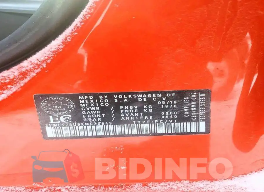 3VWE57BU9KM030949 Photo# 12