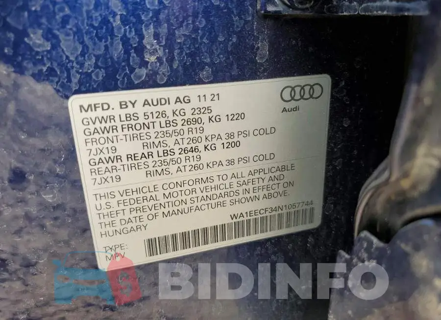 WA1EECF34N1057744 Photo# 14