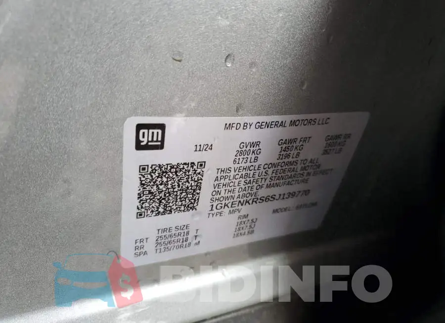 1GKENKRS6SJ139770 Photo# 13