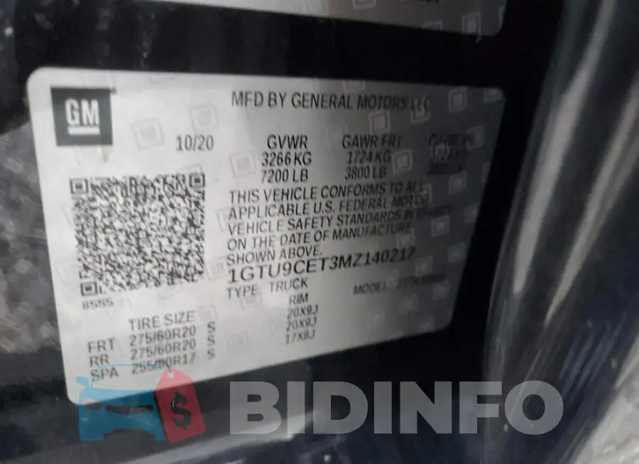 1GTU9CET3MZ140217 Photo# 12