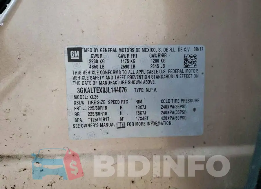 3GKALTEX0JL144076 Photo# 12