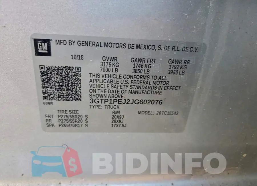 3GTP1PEJ2JG602076 Photo# 13