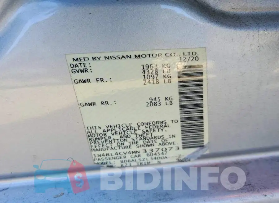 1N4BL4CV4MN337073 Photo# 13