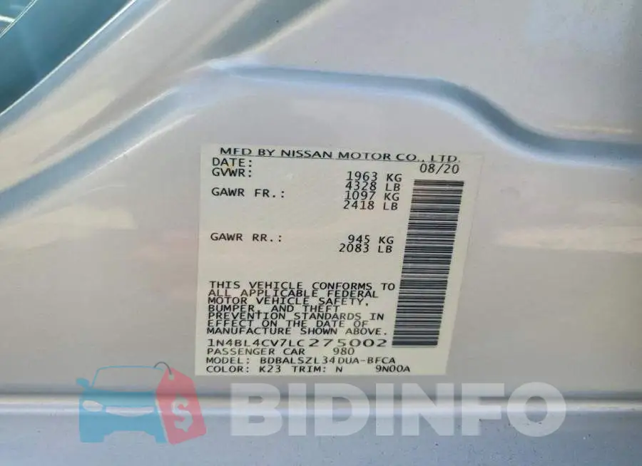 1N4BL4CV7LC275002 Photo# 13