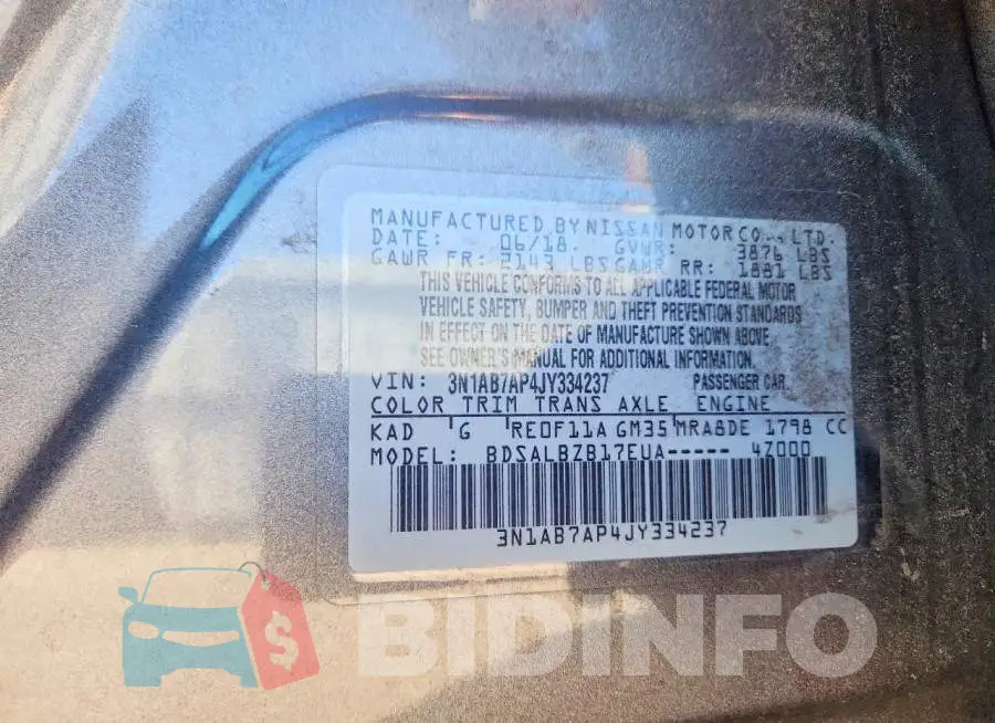 3N1AB7AP4JY334237 Photo# 11