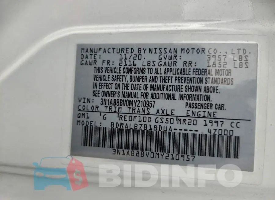 3N1AB8BV0MY210957 Photo# 12