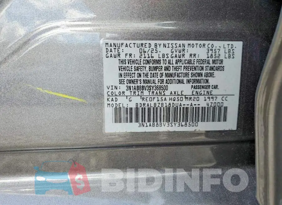 3N1AB8BV3SY368500 Photo# 13