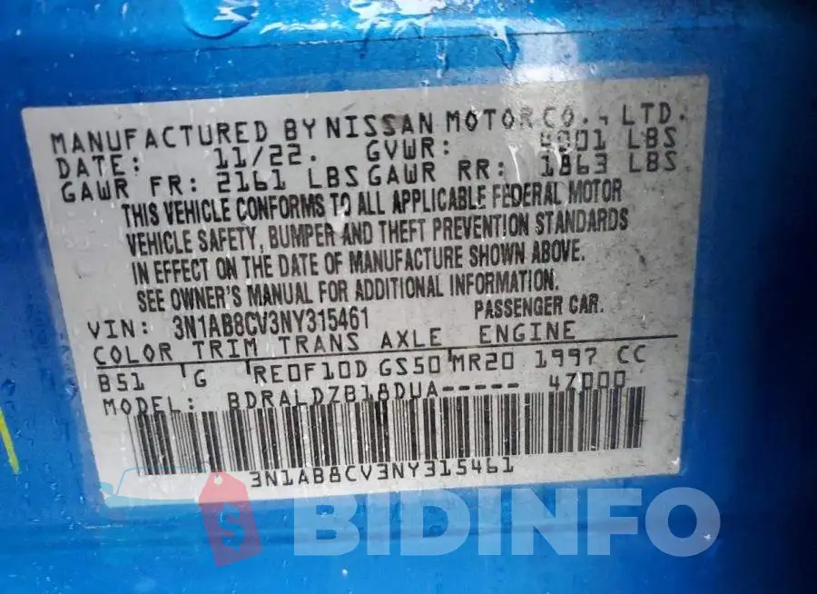 3N1AB8CV3NY315461 Photo# 12