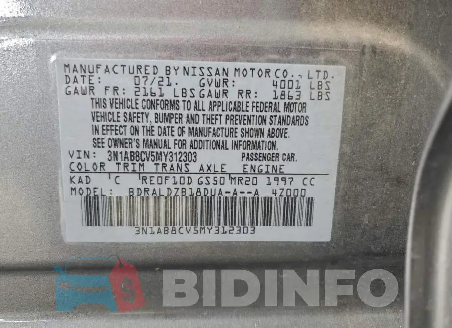 3N1AB8CV5MY312303 Photo# 12