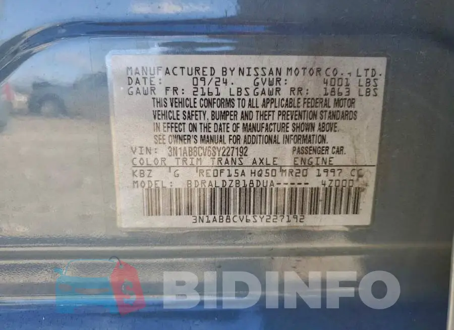 3N1AB8CV6SY227192 Photo# 12