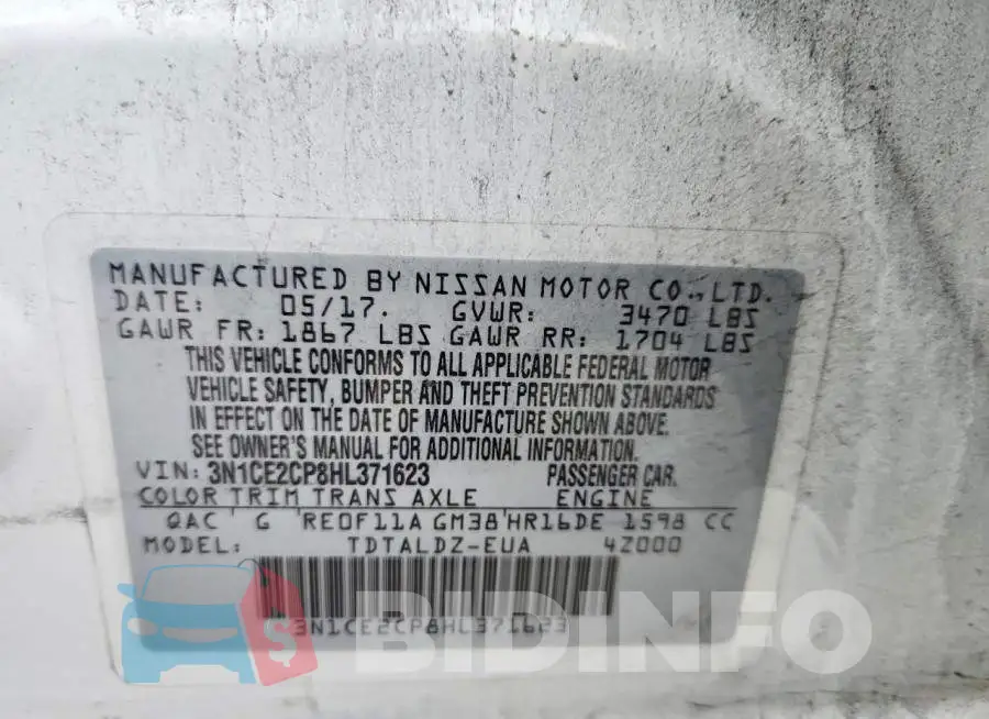 3N1CE2CP8HL371623 Photo# 13