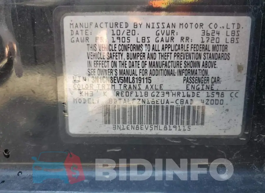 3N1CN8EV5ML819115 Photo# 12