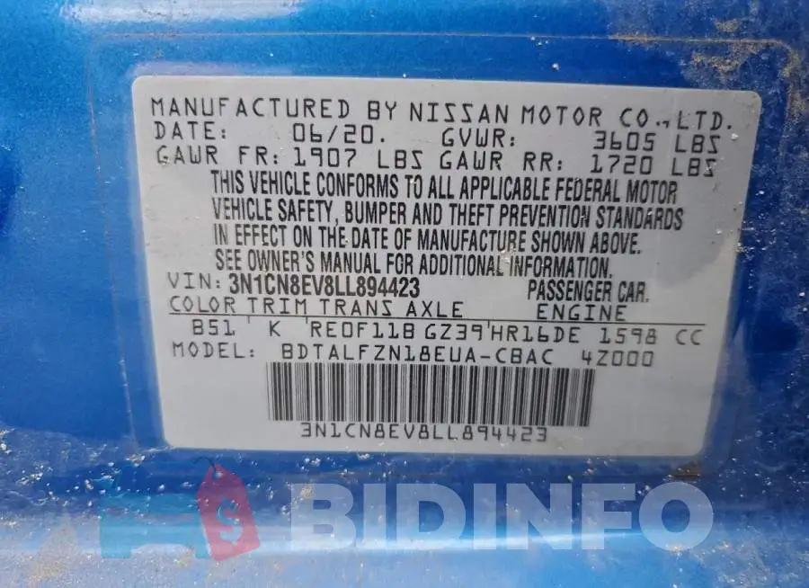 3N1CN8EV8LL894423 Photo# 11