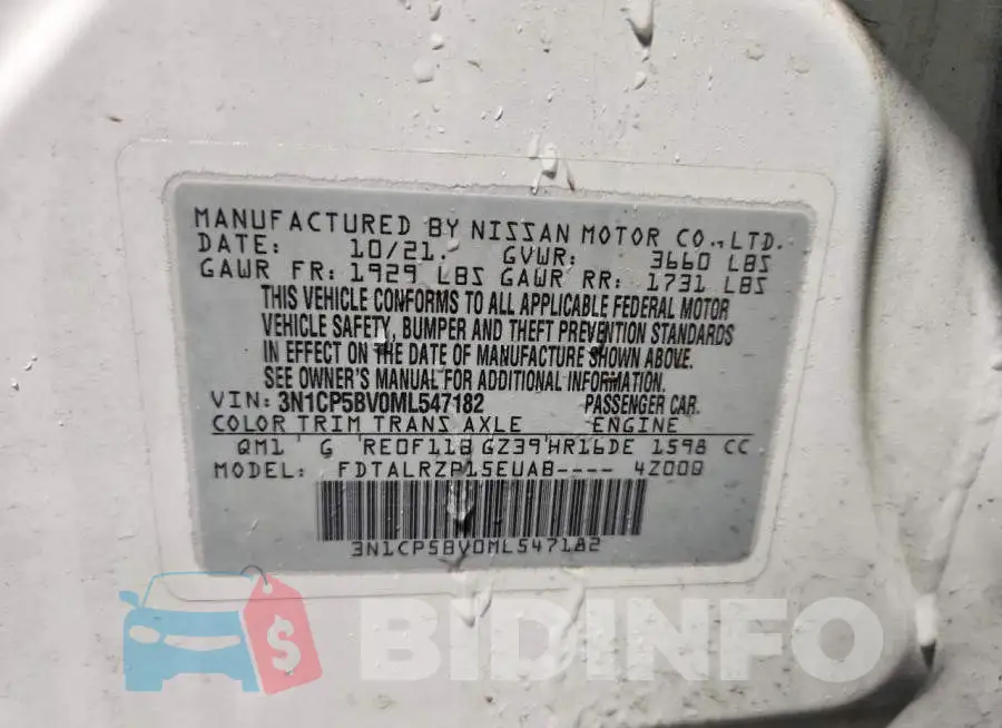 3N1CP5BV0ML547182 Photo# 12