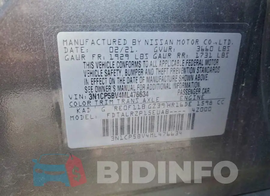 3N1CP5BV4ML476634 Photo# 12