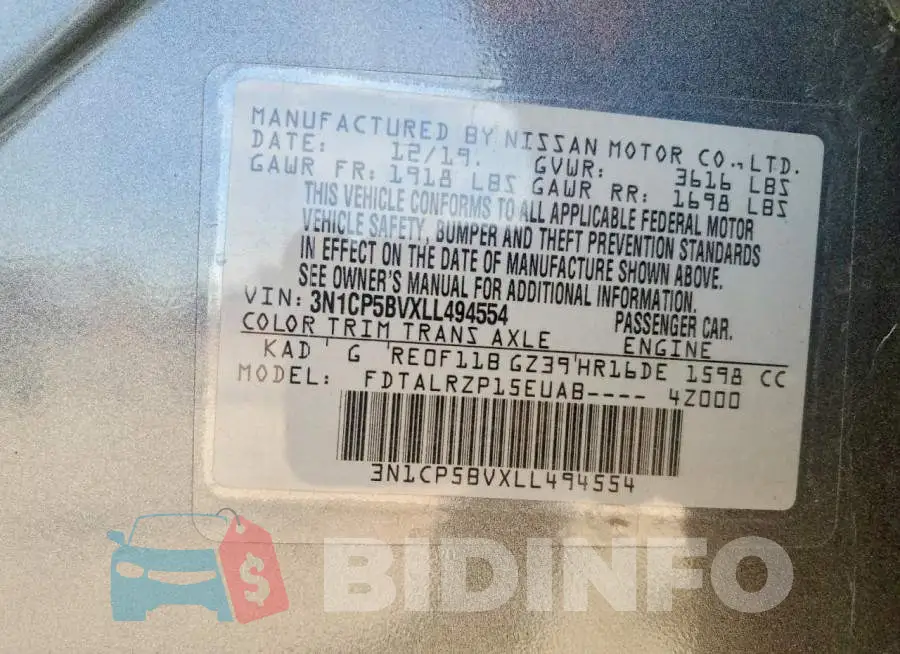 3N1CP5BVXLL494554 Photo# 13