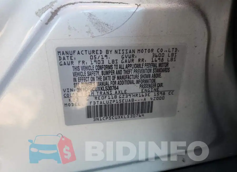3N1CP5CUXKL530764 Photo# 13