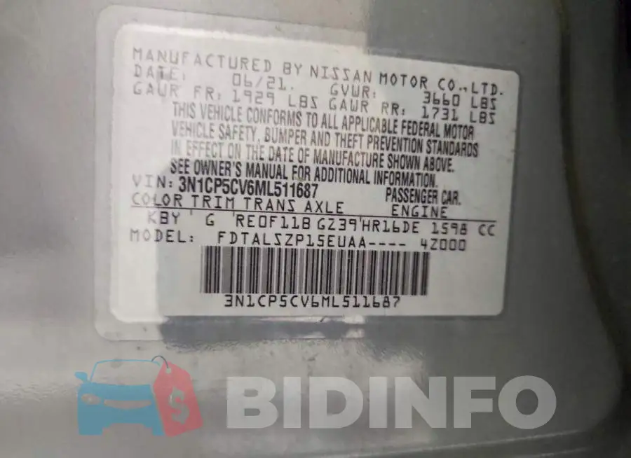 3N1CP5CV6ML511687 Photo# 12