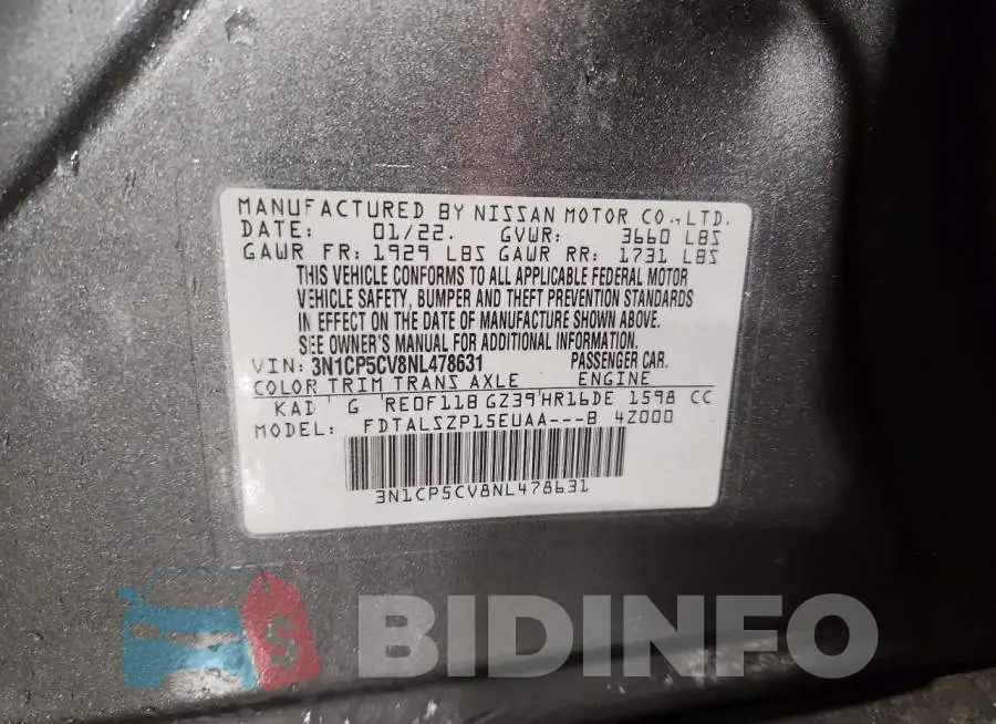 3N1CP5CV8NL478631 Photo# 13