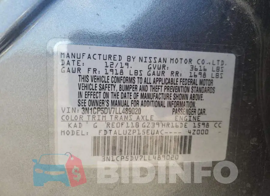 3N1CP5DV7LL489020 Photo# 14