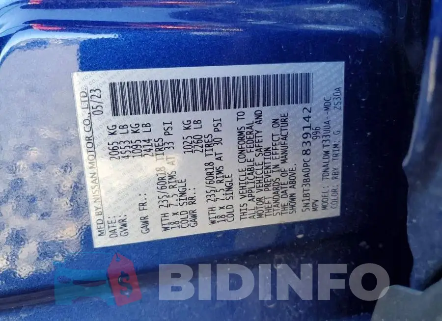 5N1BT3BA0PC839142 Photo# 13