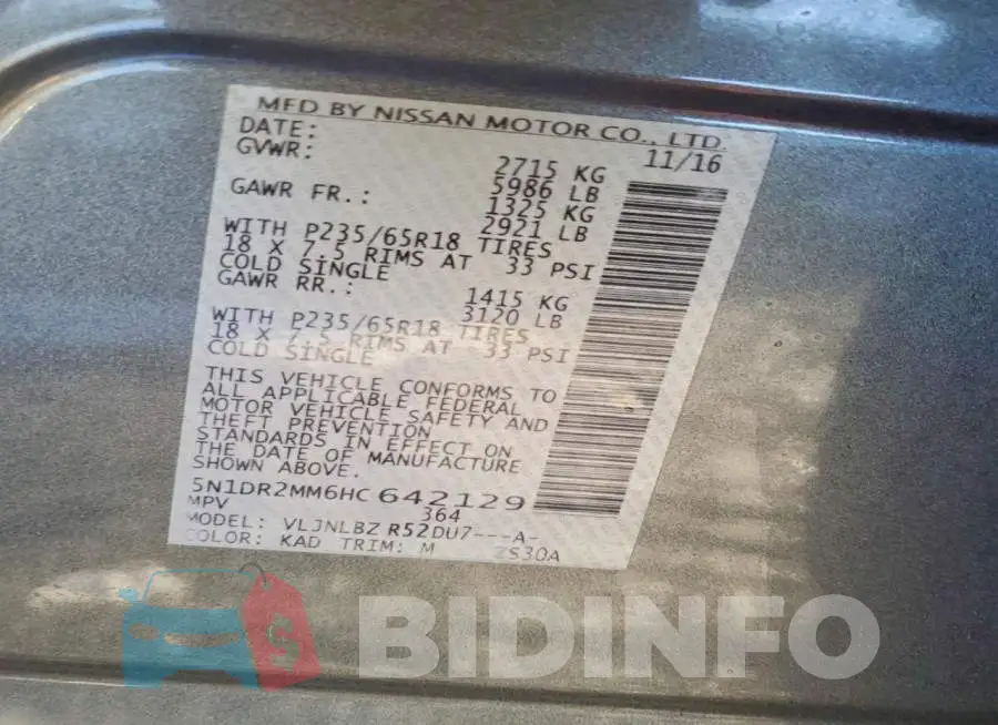 5N1DR2MM6HC642129 Photo# 14
