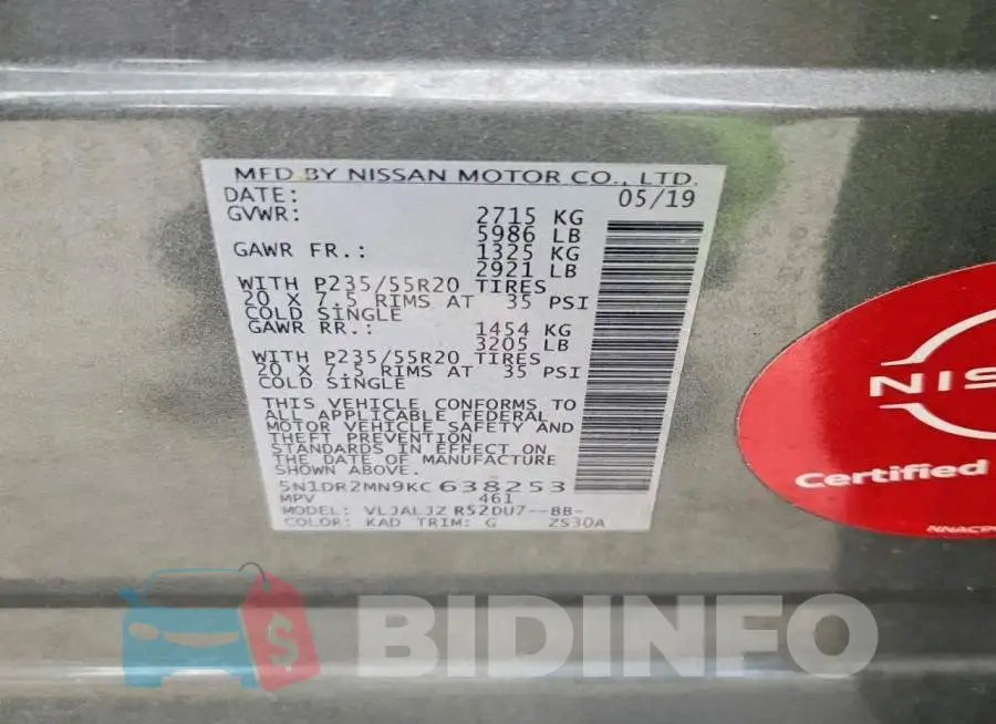 5N1DR2MN9KC638253 Photo# 14