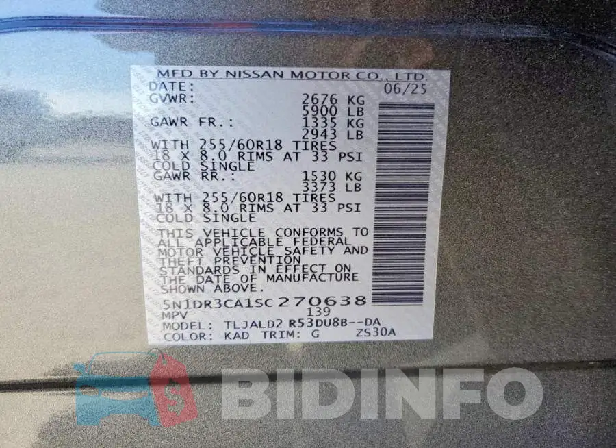 5N1DR3CA1SC270638 Photo# 13