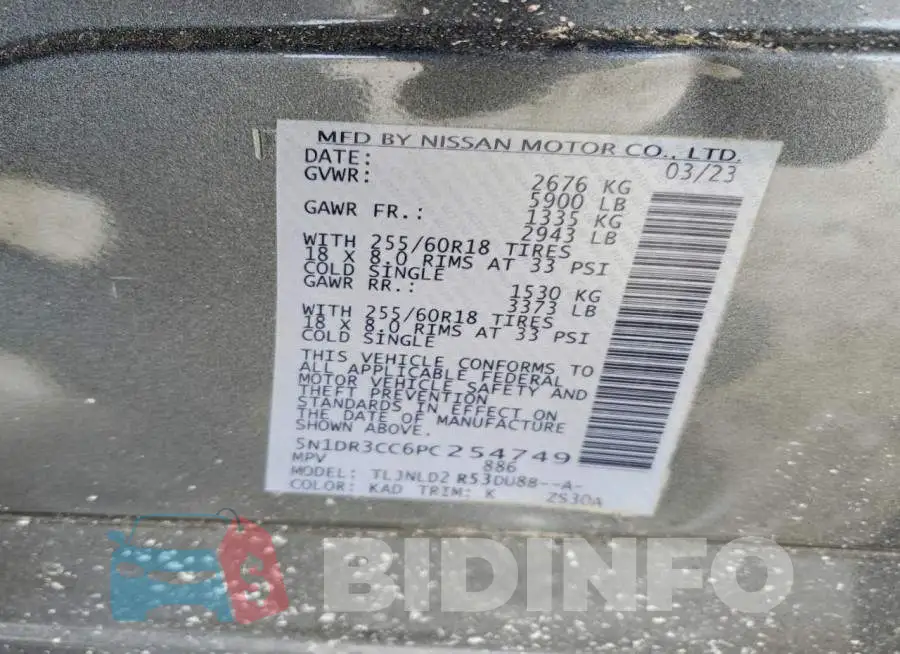 5N1DR3CC6PC254749 Photo# 13