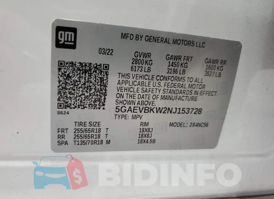 5GAEVBKW2NJ153728 Photo# 14
