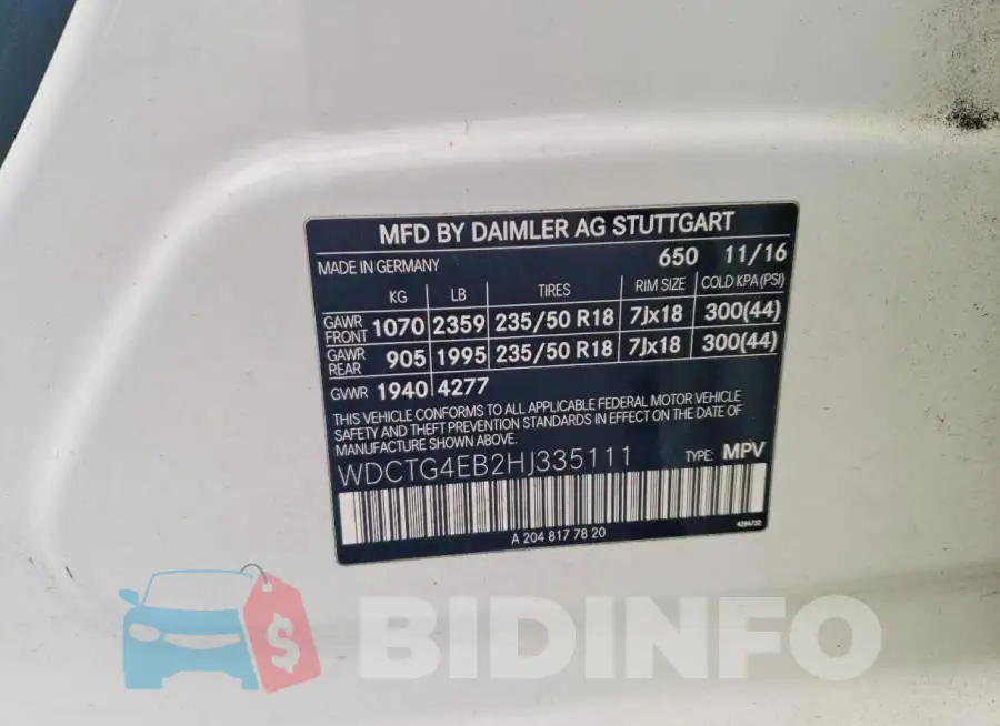 WDCTG4EB2HJ335111 Photo# 13