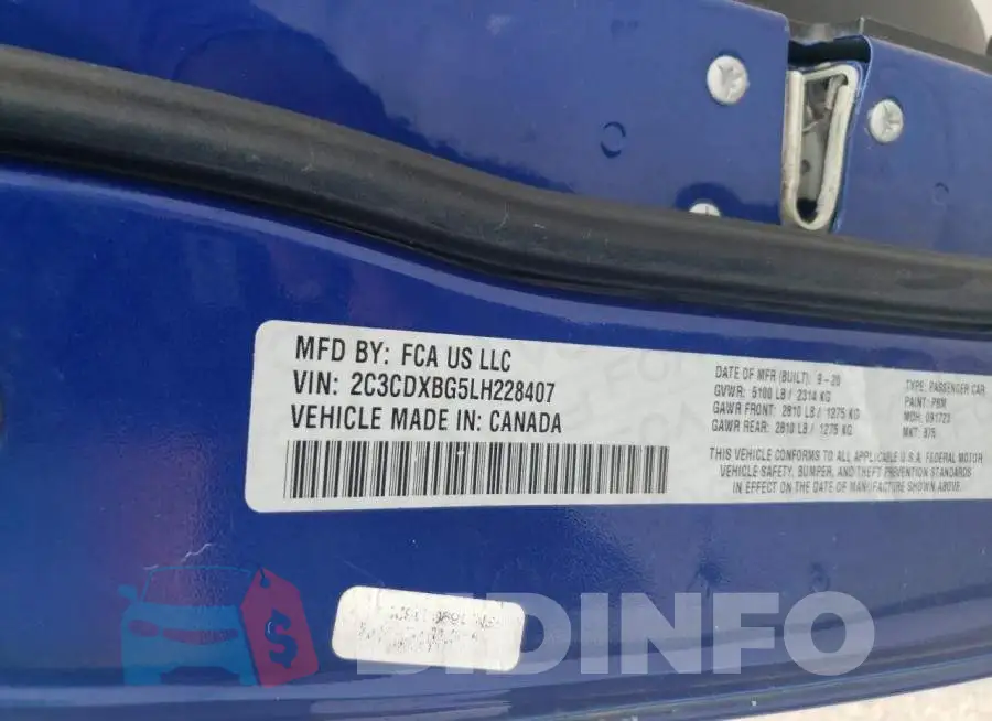 2C3CDXBG5LH228407 Photo# 12