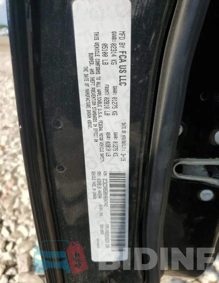 2C3CDXBG8KH604743 Photo# 12